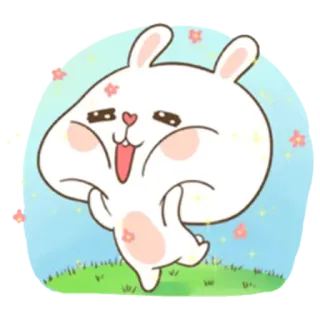☺️ conejo, conejito, lindo, animal, pegatina, dibujo animado whatsapp sticker
