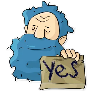 ✅ Yes ja, akkoord, illustratie, positief, blauwe baard telegram sticker