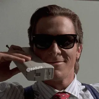 🪓 Patrick Bateman American Psycho @zadura 패트릭 베이트먼, 아메리칸 사이코, 영화, 80년대, 전화, 캐릭터, 남자 telegram sticker