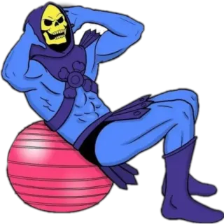 🙂 Skeletor Masters of the Universe esercizio, palestra, cartone animato, addominali, fitness telegram sticker