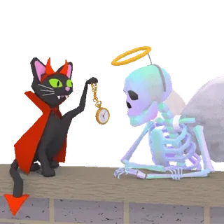 ⏳ diavolo, gatto, angelo, scheletro, halloween, pendolo, cartone animato whatsapp sticker