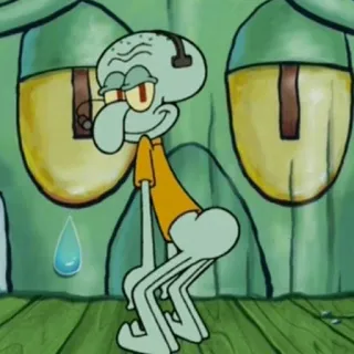 🍑 Squidward SpongeBob SquarePants сквидвард, мультфильм, спанч боб, квадратные штаны, грустный telegram sticker