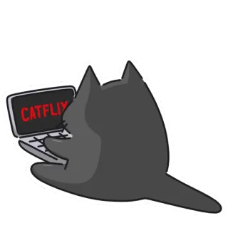 💻 CATFLIX gatto, guarda, tv, Catflix, portatile, streaming telegram sticker