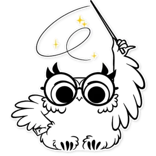 ✨ 올빼미, 마법사, 마법, 지팡이, 만화, 귀여운, 안경 telegram sticker