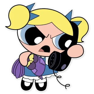 🤬 Bubbles Powerpuff Girls Cartone animato, Arrabbiato, Telefono, Bambola, Carino telegram sticker