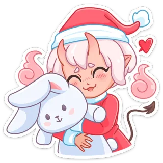 ☺️ น่ารัก, ปีศาจ, กระต่าย, คริสต์มาส, การ์ตูน, คาวาอิ, น่ารัก telegram sticker