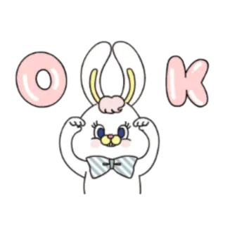 👌 OK bunny, rabbit, cute, ok, animal, cartoon whatsapp sticker