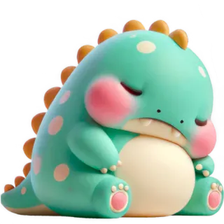 😴 ไดโนเสาร์, น่ารัก, การ์ตูน, หลับ, สีพาสเทล, สัตว์, คาวาอิ, ง่วง whatsapp sticker