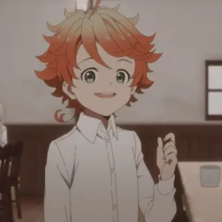 ⛓ Emma The Promised Neverland anime, sonriendo, personaje, lindo, manga, ilustración, dibujos animados telegram sticker