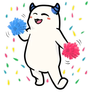 😊 cute, monster, confetti, dancing, pom-poms, cheering telegram sticker