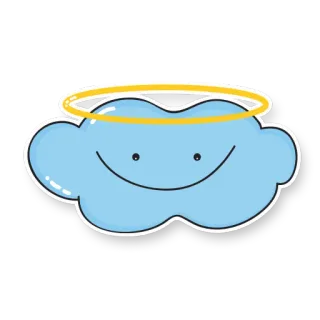 😇 Wolke, Halo, Engel, Cartoon, Süß, Himmel, Wetter whatsapp sticker