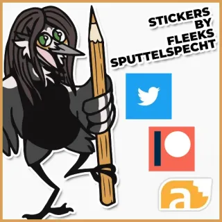 ✏️ STICKERS BY FLEEKS
SPUTTELSPECHT sticker, bird, pencil, art, social media, twitter, patreon telegram sticker