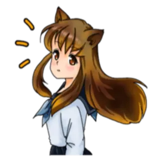 😶 dziewczyna anime, kocie uszy, słodkie, kreskówka, kawaii telegram sticker