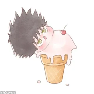 ⚪️ @HAWKS Anime, Es krim, Lucu, Makanan penutup, Kartun telegram sticker