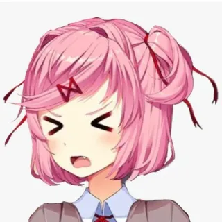 👾 Natsuki Doki Doki Literature Club! アニメ, マンガ, 可愛い, 怒り, 女の子, ピンク髪 whatsapp sticker