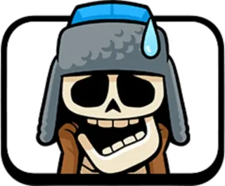 😅 скелет, Clash Royale, видеоигра, геймер, страх, пот, эмодзи, милый telegram sticker