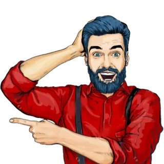 😃 man, beard, pointing, cartoon telegram sticker