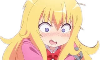 ☺️ Anime, Desenho animado, Menina, Chocada, Cabelo loiro, Surpresa, Personagem de desenho animado telegram sticker