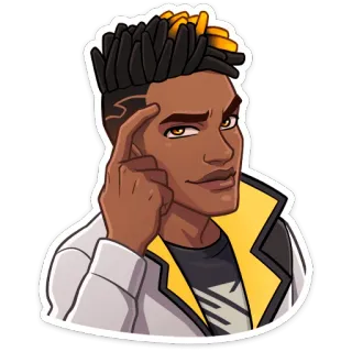 ☝️ character, thinking, yellow, black hair, serious whatsapp sticker