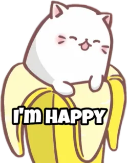 😄 I'm HAPPY 고양이, 바나나, 행복, 귀여운, 카와이 telegram sticker