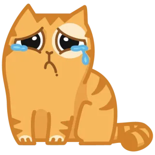 😢 кот, грустный, плачущий, эмоциональный, оранжевый, кошачий, слезы telegram sticker