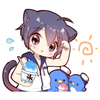 🍓 冰 Anime, Gato, Gelo raspado, Pinguim telegram sticker