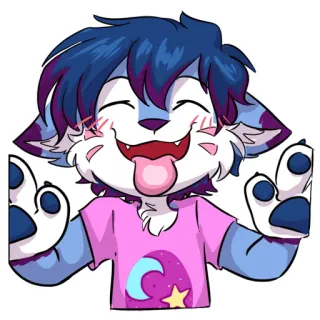 😝 furry, cartoon, anthropomorphic, animal, happy telegram sticker