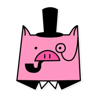 💂‍♀️ свинья, цилиндр, монокль, трубка, джентльмен, животное telegram sticker