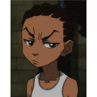 🙂 Huey Freeman The Boondocks huey freeman, the boondocks, cartoon character, angry, serious telegram sticker