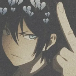 🕸 Anime, Postać,  środkowy palec, Gest, Kreskówka, złamane serca telegram sticker