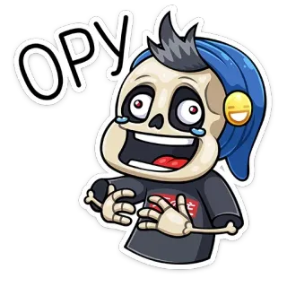 😂 ОРУ kerangka, kartun, humor, lucu, karakter, ekspresi, air mata, tertawa whatsapp sticker