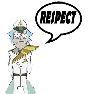 👮 Rick Sanchez Rick and Morty RESPECT respeto, dibujos animados, serie de TV, animación para adultos, Rick y Morty, Rick Sanchez telegram sticker