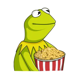 🍿 Kermit Kermit the Frog, Muppets, popcorn, watching, meme, entertainment telegram sticker