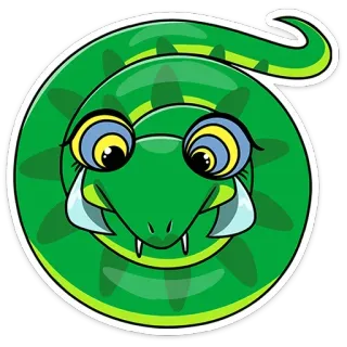 ☺️ cobra, animal, desenho animado, réptil, verde, bonito, ilustração, adesivo telegram sticker