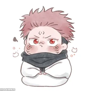 ⚫️ Yuji Itadori Jujutsu Kaisen anime, manga, chibi, imut, jujutsu kaisen, yuji itadori, kawaii telegram sticker
