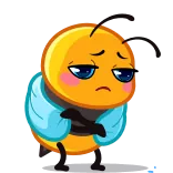 😔 ผึ้ง, น่ารัก, เศร้า, สัตว์, การ์ตูน telegram sticker