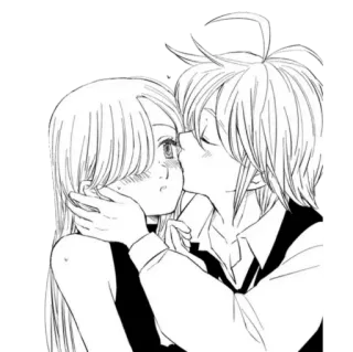 💕 Meliodas, Elizabeth Liones Seven Deadly Sins Anime, Manga, Kuss, Romantik, Paar, Cartoon, Meliodas, Elizabeth Liones telegram sticker