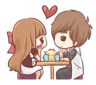 💜 Cartoon, Süß, Paar, Liebe, Romantik, Date telegram sticker