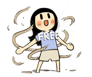 🌱 FREE free, cartoon, girl, rope, release, cute, cheerful telegram sticker