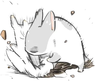 😡 królik, zajączek, słodki, zwierzę, biały, ilustracja telegram sticker
