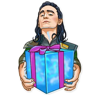 🎁 Loki Loki, Marvel, regalo, obsequio, superhéroe, Tom Hiddleston telegram sticker