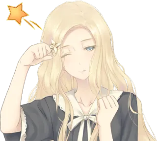 😜 fille anime, blonde, étoile, mignon, illustration whatsapp sticker