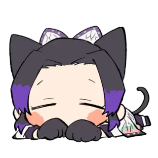 😴 Shinobu Kocho Demon Slayer anime, chibi, Demon Slayer, Shinobu Kocho, cat, kawaii whatsapp sticker
