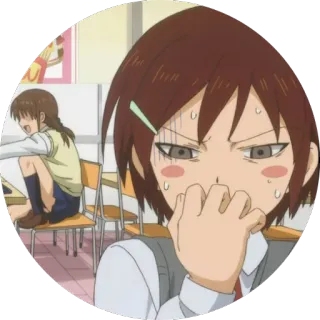 😰 anime, scuola, imbarazzato/a, nervoso/a, cartone animato telegram sticker