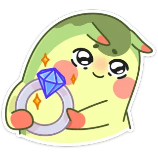 💍 Zaręczyny, Pierścionek, Diament, Słodkie, Kreskówka, Miłość, Oświadczyny telegram sticker