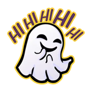 😂 HI HI HI fantôme, dessin animé, amical, mignon, halloween, salut telegram sticker