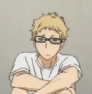 ✨ Tsukishima Kei Haikyuu anime, character, manga, glasses, volleyball, tsukki telegram sticker