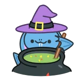 😋 แม่มด, เวทมนตร์, หม้อ, หมวก, น่ารัก, ฮาโลวีน telegram sticker
