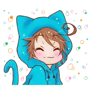 😊 Anime, Manga, Gatto, Carino, Felpa con cappuccio, Kawaii telegram sticker