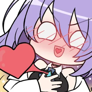 😱 Anime, Hart, Schattig, Paars haar, Glitters, Kawaii telegram sticker